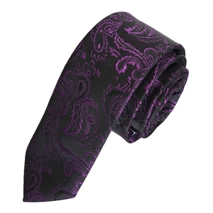 Exve เนกไทลาย Paisley สีม่วงและสีดำมีลวดลายบางพิเศษแบบจากตุรกี - Product Image 2