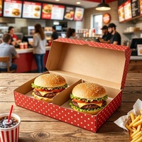 Grande boîte à hamburger, grand contenant à burger, boîte en papier kraft extra profonde avec revêtement résistant à la graisse