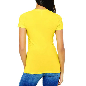 Moda barato logotipo personalizado mujeres camisetas de alta calidad de color sólido de manga corta al por mayor camisetas en blanco mujeres - Product Image 2