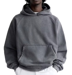 Venta al por mayor de los hombres de peso pesado vintage ácido lavado sudaderas con capucha personalizadas en blanco de gran tamaño para los hombres - Product Image 5