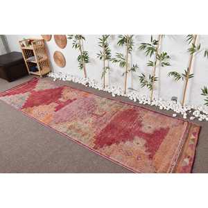 3.2x11 ft Turkish Rug, <b>Runner</b> Vintage Rug, <b>Red</b> Plants & trees Rug - Product Image 2
