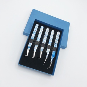 คีมหนีบขนตาสีขาวสีน้ำเงินเคลือบผงเงินดีไซน์ใหม่ปลายแหลมกล่องใส่การ์ดสีฟ้าอย่างยั่งยืนฉลากส่วนตัว - Product Image 3