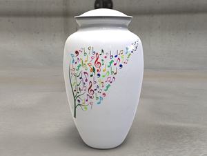 Urna de cremación con hendidura de música de ébano y marfil para adultos de aluminio para cenizas humanas bolsa de terciopelo libre L MAX B EXPORTS - Product Image 2