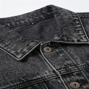 Veste en jean décontractée pour homme, style ample, vintage unique, lavée, vêtement d'extérieur tendance, durable, à prix compétitif - Product Image 4