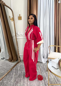 จั๊มสูทผู้หญิงสำหรับฤดูใบไม้ร่วง แขนยาว ซิปด้านหน้า สีพื้น ชุดลำลองสองชิ้น กางเกงขาสั้นปักลายเหนือเข่า กางเกงขายาวทรงกว้าง เสื้อท่อนบน รุ่นใหม่ปี 2025 - Product Image 3