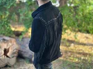 Fabricants Veste de moto personnalisée pour hommes en toile polyester noire à franges style vintage imperméable et coupe-vent - Product Image 3