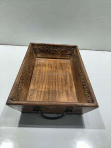 Plateau de service en bois pour ottoman, pour table basse, décoration d'intérieur, style vintage, artisanat en bois d'Inde - Product Image 5