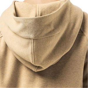 Sweat-shirt à capuche pour femme, coupe courte, demi-zip, en molleton épais polyester/coton, avec trous pour les pouces, surdimensionné, uni, avec badge - Product Image 6