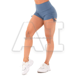 กางเกงขาสั้นเอวสูงสำหรับผู้หญิงกางเกงขาสั้นวิ่งออกกำลังกายมีกระเป๋ายืดหยุ่นกางเกงขาสั้นออกซ์ฟอร์ดกระดุมลายดอกไม้ติดโลโก้ได้ตามต้องการระบายอากาศได้ดี - Product Image 5