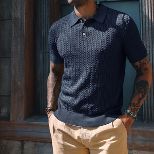 Polo en maille texturée avec tissu de qualité supérieure et coupe moderne Polo en maille texturée pour homme Conçu pour un style décontracté chic - Product Image 6
