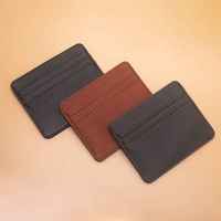 Dompet Kartu Kulit Terbuka Panjang Portabel dengan Lapisan Linen