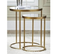 Metallrahmen Couch tisch Moderne Möbel Lässig Runder Eck tisch Schiefer Tee & Saft platte Runde Form Goldene Beine Marmor Verwendung