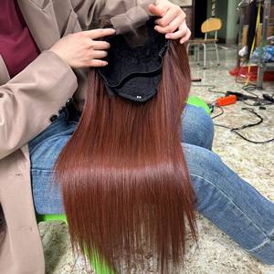 Perruques en cheveux humains lisses et soyeux personnalisables avec fermeture frontale en dentelle transparente Perruques en cheveux bruts - Product Image 2