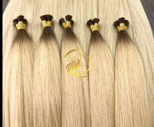 Extensiones de cabello ondulado Rubio vietnamita virgen 100%, pelucas personalizadas de cabello humano a granel sin procesar de gama alta, recto Natural profundo - Product Image 1