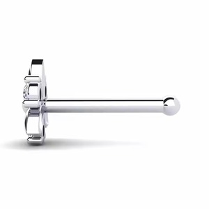 Stud de nez floral en or blanc 14 carats pour femmes bijoux Moissanite élégants avec diamants certifiés cultivés en laboratoire - Product Image 2