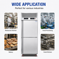 Réfrigérateur-congélateur vertical commercial à double température de 500 L en acier inoxydable avec compresseur Embraco