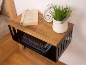 Handmade Smart Solid Wood Modern <b>Floating</b> Nightstand with 2 <b>Drawers</b> Eco-Friendly Design for Bedroom Living Room & Home Office - Product Image 5