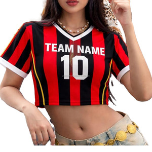 USA Crop <b>Top</b> Jersey 3D Custom Name Number Streetwear <b>Mesh</b> Football Shirt with UV Protection & Breathable Polyester Fabric - Product Image 5