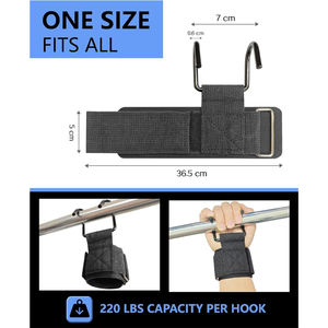 สายรัดข้อมือยกน้ำหนัก (คู่) สำหรับเดดลิฟท์และพูลอัพ รับน้ำหนักได้ 600 ปอนด์ (272 กก.) พร้อมแผ่นรองหนา - Product Image 3