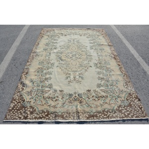 Vintage Rug, 5.7x8.6 ft Large Rug, <b>Brown</b> Blue <b>Wool</b> Rug - Product Image 1