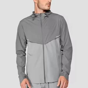 Survêtement à fermeture éclair imperméable OEM avec veste et pantalon en nylon patchwork Ensembles de jogging Survêtement en nylon décontracté à rayures latérales pour hommes - Product Image 3