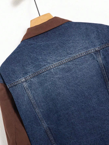 Veste en jean pour homme, fermeture à boutons sur le devant, manches longues, fermeture éclair, veste en jean vintage, veste en jean pour homme - Product Image 4