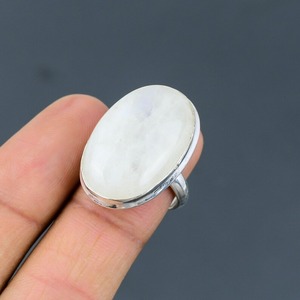 Anillo de moda genuino hecho a mano Arco Iris piedra lunar 925 plata esterlina sólida piedra lunar Natural 925 estampado anillo hecho a mano joyería - Product Image 5