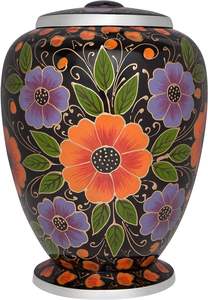 Urne funéraire noire Urne de crémation pour cendres humaines-Fabriqué à la main en aluminium-Convient pour un enterrement au cimetière ou une niche fabriquée en Inde - Product Image 2