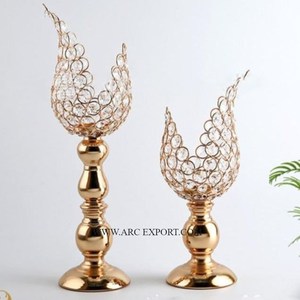 Grand centre de table de mariage Bougeoir votif Miroir Acier poli et cristal Éclaircissant Maison et centres de villégiature Bougeoir votif - Product Image 4