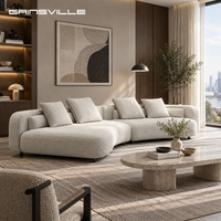 Canapé sectionnel incurvé design moderne, revêtement bouclé, canapé nuage pour salon de villa de luxe