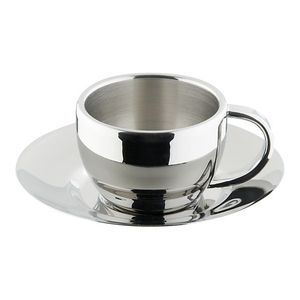 Juego de tazas de café de acero inoxidable 304 para el hogar europeo con tazas de leche Espresso con viento aislado, incluidos platillos - Product Image 6