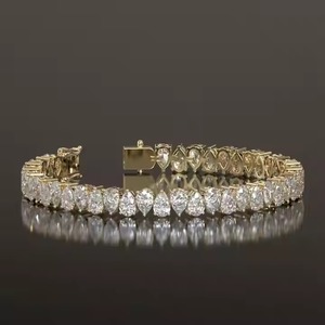 Pulsera de tenis de diamante cultivado en laboratorio para mujeres y hombres, pulsera de pera de eternidad de oro sólido para bodas, pulseras de diamantes para mujeres, brazaletes - Product Image 1