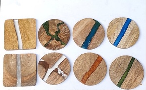 Juego de 4 Posavasos Cuadrados de Resina Epoxi Estilo Clásico 2025, Ecológicos y Personalizables, Diseño de Madera - Product Image 5