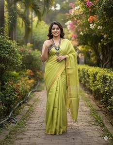 Sari en soie Kota vert élégant pour femmes, élégant et de qualité supérieure, idéal pour les mariages et les tenues festives, en provenance d'Inde - Product Image 2