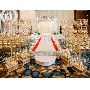 Soportes de vela de Metal para boda, candelabro de cristal de lujo para pasarela, evento de recepción, decoración de pasarela - Product Image 1