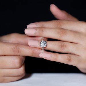 Bezel Set Cushion Shaped Moissanite <b>Solitaire</b> Engagement <b>Ring</b>, Cushion Cut Engagement <b>Ring</b>, 925 Sterling <b>Silver</b> - Product Image 1