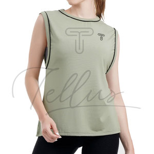 Camiseta sin Mangas de Punto para Mujer, de Primera Calidad, Ajuste Holgado, Ecológica, de Secado Rápido, con Logotipo Frontal, Ropa Deportiva para Gimnasio - Product Image 1