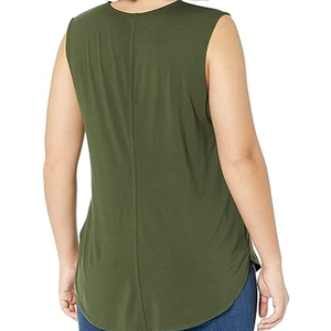 Oem Service Summer Lightweight Knitted Casual Women Tank <b>Top</b> Plus Size Outdoor Use with Front Logo - Product Image 2