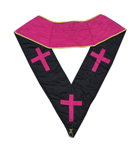 Calidad superior Alto 18th Degree Scottish Rite Collar Pink Moire MOQ Servicio OEM Diseño personalizado Collar de Oficial masónico - Product Image 6