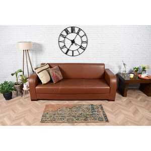 Alfombra Vintage, Pequeña Alfombra Turca de 2x4 pies, Alfombra de Lana con Bordes Azules y Marrones - Product Image 2