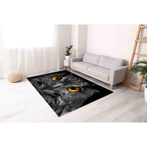 Tapis Hibou : Tapis rond à motif animal, décoration d'intérieur pour loft, tapis moelleux à poils longs - Product Image 5