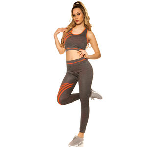 Conjunto de Yoga para Mujer Hecho a Medida, Diseño Sólido, Cintura Elástica, Logotipo Frontal, 2 Piezas, Ropa Deportiva de Gimnasio, Alta Calidad, Venta al por Mayor - Product Image 3