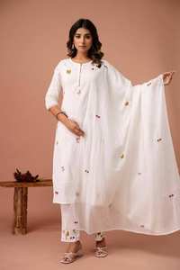 Exclusivo algodón Slub bordado Kurti Bottom Dupatta colección catálogo completo fiesta tarifa al por mayor disponible Salwar indio - Product Image 2