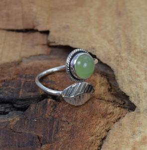 Anillo clásico de plata maciza 925, joyería para mujer, Plata de Ley 925, piedra preciosa de jade verde, estilo bohemio, anillo hecho a mano, regalo para mamá - Product Image 4