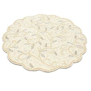 High Standard Quality Irregular Shaped Cream Polyester <b>Bead</b> <b>Placemat</b> Kitchen Ware Product Dining Table Decorative Mat for Home - Product Image 1