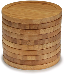 High Quality Eco-Friendly Modern Home Decor Round Natural <b>Bamboo</b> Wood Coaster Set 5mm Thick - Product Image 1