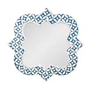 Modern <b>Silver</b> Round Bone Inlay Mother of Pearl <b>Mirror</b> Frame Wall <b>Mirror</b> Eco-Friendly Handmade Wall Decoration by Crescent Crafts - Product Image 6