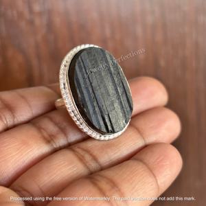 Original <b>Black</b> Tourmaline Druzy Gemstone 925 Sterling Silver Oval <b>Ring</b> for <b>Women</b> Trending Hot Selling Wedding Jewelry Factory - Product Image 2