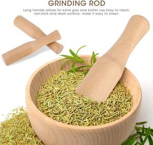 2 uds Maja de madera profesional artesanal molinillo de madera dura Maja comida molinillo de especias herramienta para barman y hogar - Product Image 3