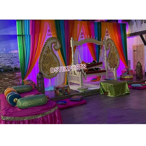 Stunning Indian Mehandi Night Stage <b>Decoration</b> Arabic Wedding Sangeet Stage Setup with Swing Moroccan Theme Stage for <b>Mehndi</b> - Product Image 1